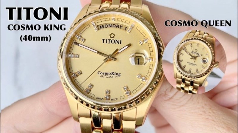 Đồng hồ thuộc d&ograve;ng Cosmo King, c&oacute; nhiều chi tiết mạ v&agrave;ng