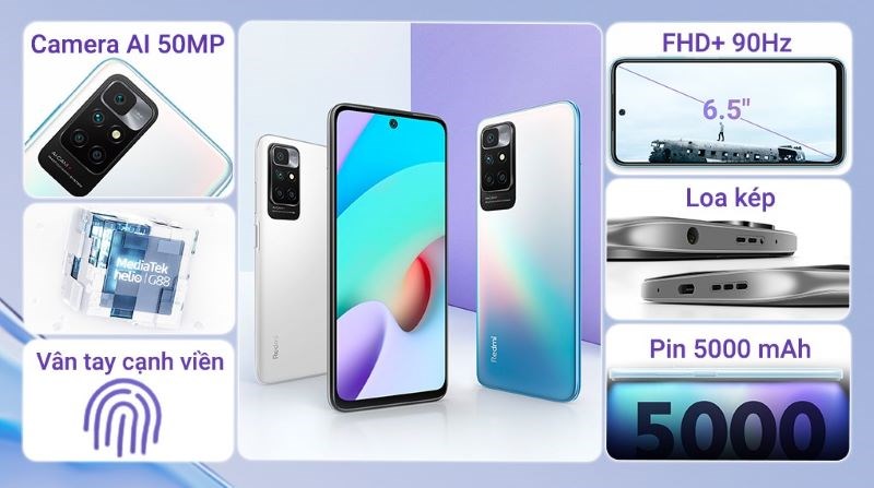 Thiết kế của Redmi 10 sang trọng, kh&ocirc;ng thua k&eacute;m chiếc điện thoại n&agrave;o mặc d&ugrave; trong ph&acirc;n kh&uacute;c thấp