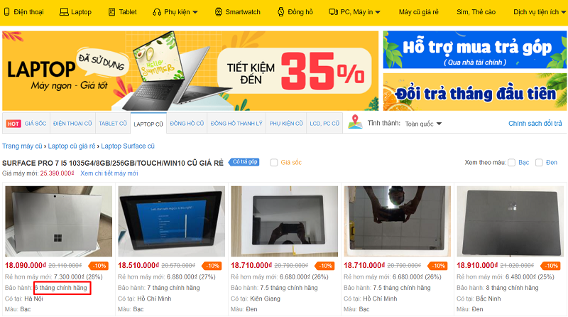 Ch&iacute;nh s&aacute;ch bảo h&agrave;nh laptop cũ tại TGDĐ