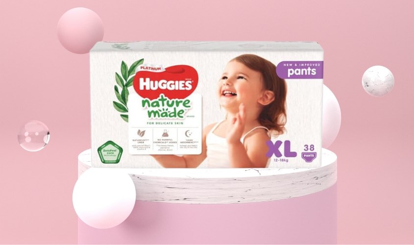 Tã quần Huggies Platinum nature made siêu cao cấp size XL 38 miếng (12 - 18kg)