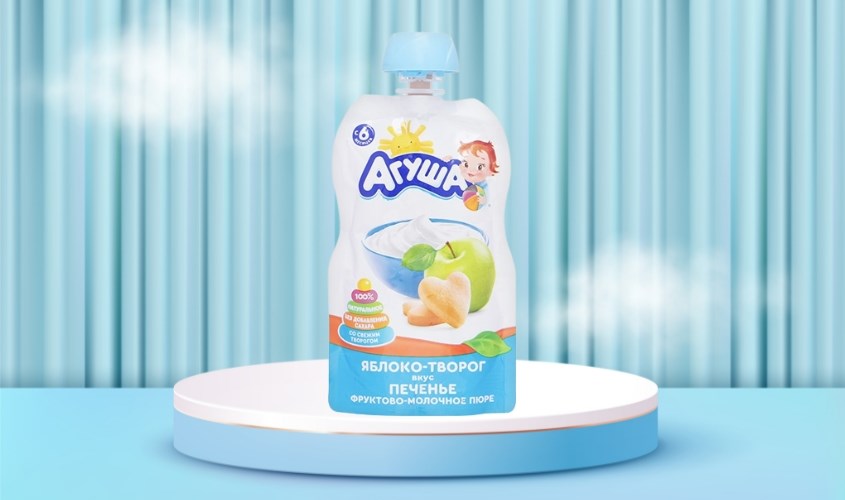 Dinh dưỡng trái cây nghiền táo, phô mai và bánh quy Agusha Dinh dưỡng trái cây nghiền táo, phô mai và bánh quy Agusha