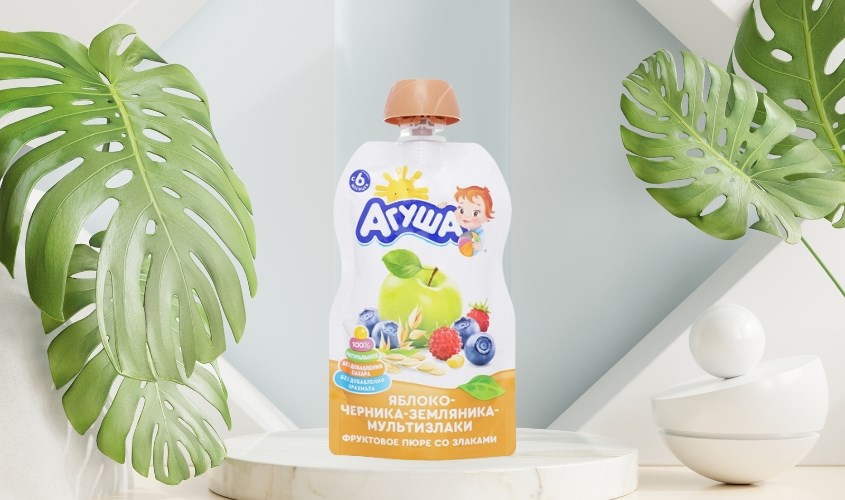 Dinh dưỡng trái cây nghiền táo, việt quất, dâu rừng và ngũ cốc Agusha 90g (từ 6 tháng) Dinh dưỡng trái cây nghiền táo, việt quất, dâu rừng và ngũ cốc Agusha 90g (từ 6 tháng)