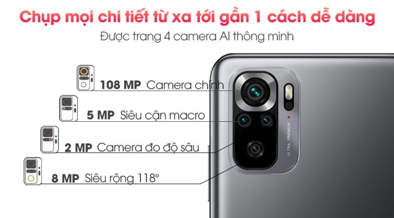 Camera ch&iacute;nh sản phẩm l&ecirc;n đến 108 Megapixel
