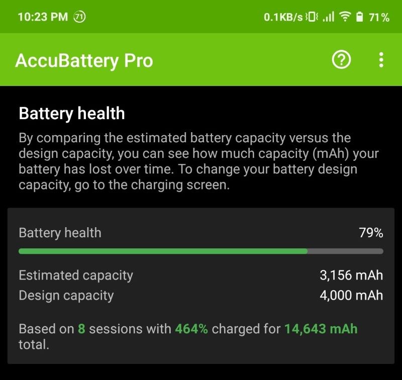 Gi&aacute;o diện ứng dụng AccuBattery Pro để kiểm tra t&igrave;nh trạng pin