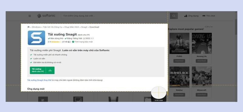 Chụp ảnh m&agrave;n h&igrave;nh bằng c&ocirc;ng cụ Snagit