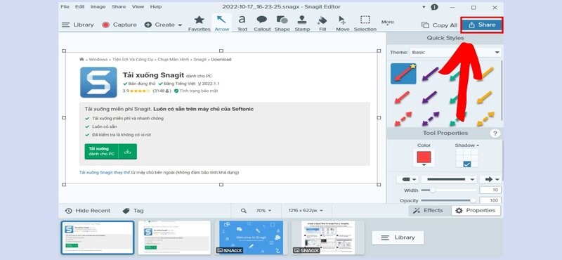 Chụp ảnh m&agrave;n h&igrave;nh bằng c&ocirc;ng cụ Snagit