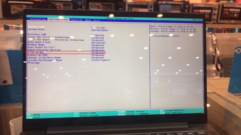 Tắt Flip to Boot
