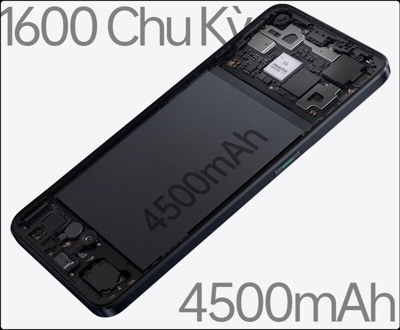 Oppo Reno8 5G trang bị viên pin Li-po có dung lượng 4500 mAh Oppo Reno8 5G trang bị viên pin Li-po có dung lượng 4500 mAh