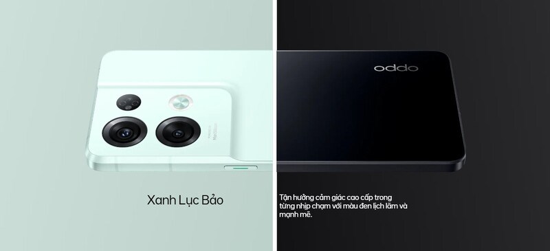 Hai sắc th&aacute;i lựa chọn của OPPO Reno8 Pro 5G: Xanh lục bảo v&agrave; đen thạch anh