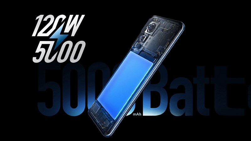 Vi&ecirc;n pin lớn, hỗ trợ sạc tối đa đến 120W