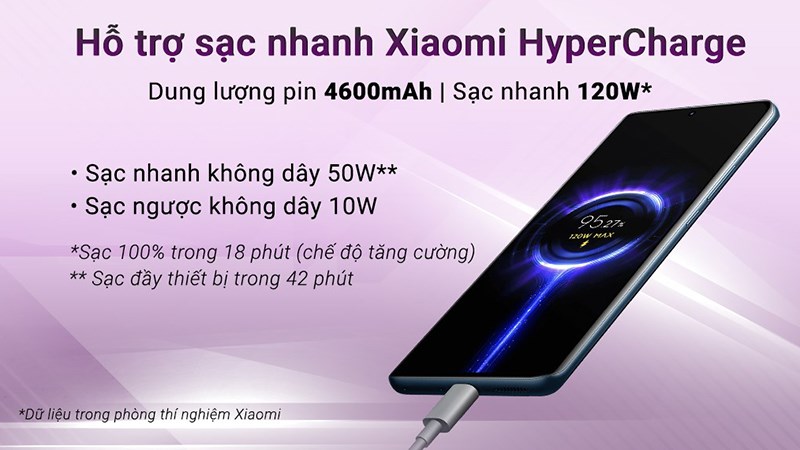 Viên pin lớn, hỗ trợ sạc tối đa đến 120W Viên pin lớn, hỗ trợ sạc tối đa đến 120W