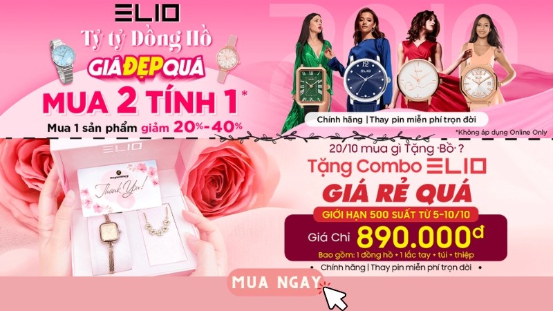 Đón mừng 20/10, TGDĐ khuyến mãi HOT đồng hồ thời trang