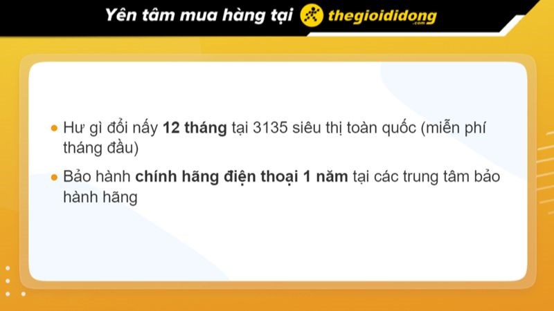 Chính sách bảo hành tại TGDĐ