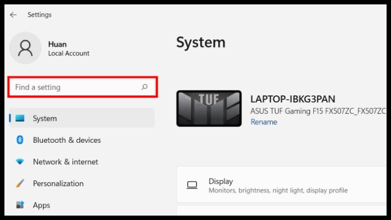 V&agrave;o Setting trỏ chuột đến &ocirc; t&igrave;m kiếm