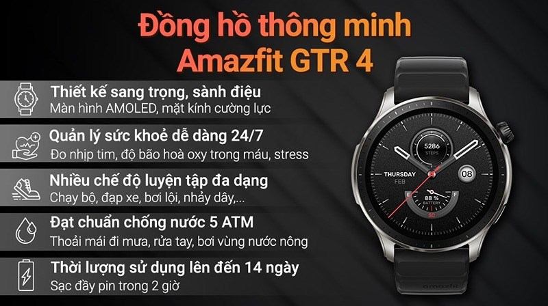 Tổng quan đồng hồ th&ocirc;ng minh Amazfit GTR 4