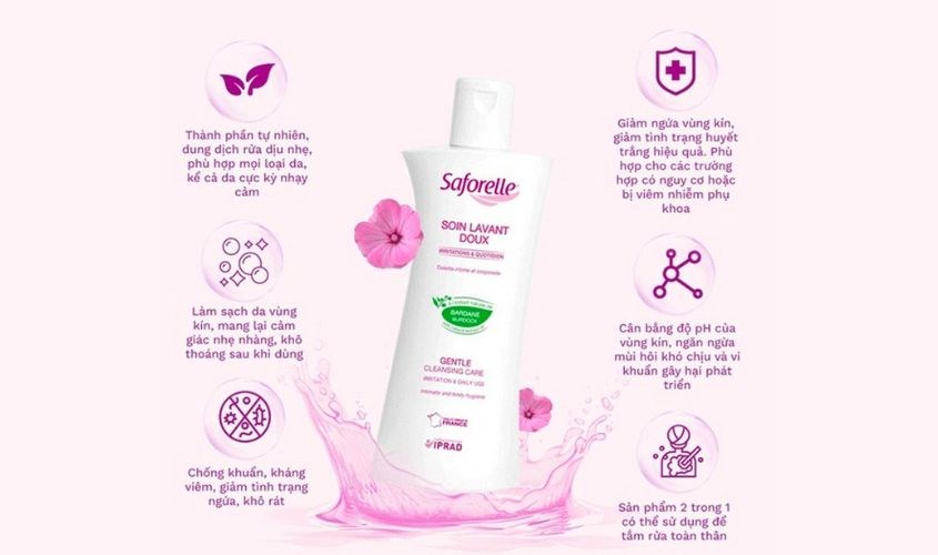 Dung dịch vệ sinh phụ nữ Saforelle Gentle Cleansing Care hương dịu nhẹ 250 ml