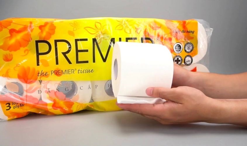 Lốc 10 cuộn giấy vệ sinh PREMIER Deluxe không mùi 3 lớp