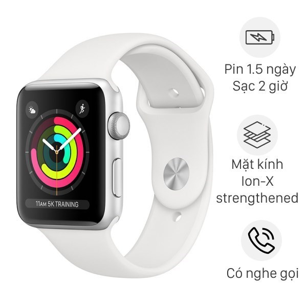 Apple Watch S3 GPS 38mm viền nh&ocirc;m d&acirc;y silicone