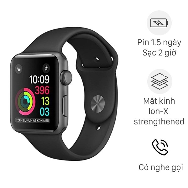 Apple Watch S3 GPS 42mm viền nh&ocirc;m d&acirc;y silicone 