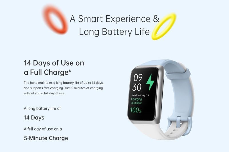 OPPO Band 2 c&oacute; khả năng sử dụng đến 2 tuần