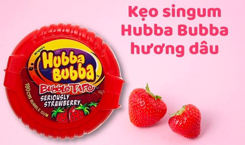 Kẹo singum Hubba Bubba hương dâu hộp 56g (từ 3 tuổi)