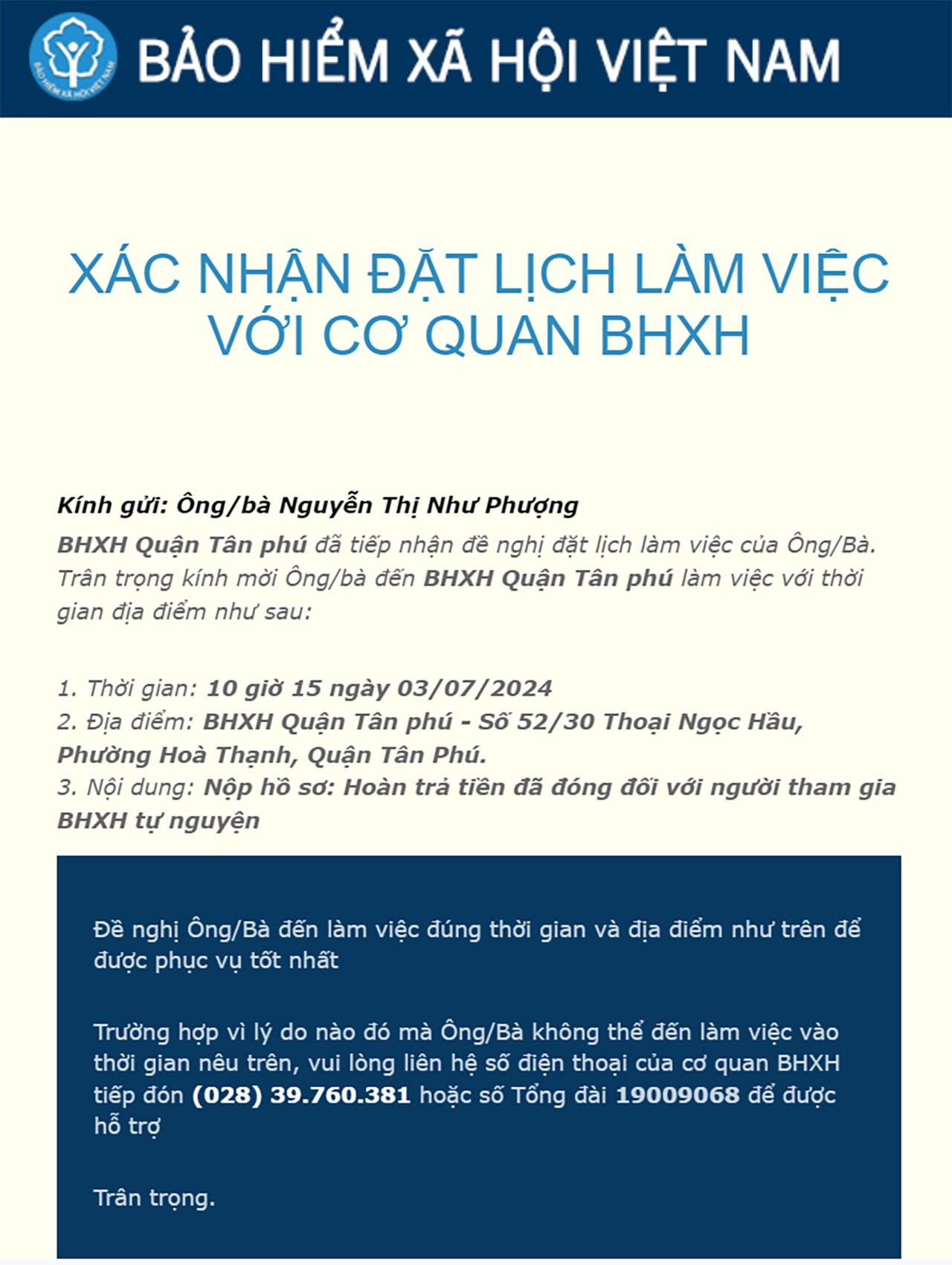 Cách đặt lịch hẹn BHXH online