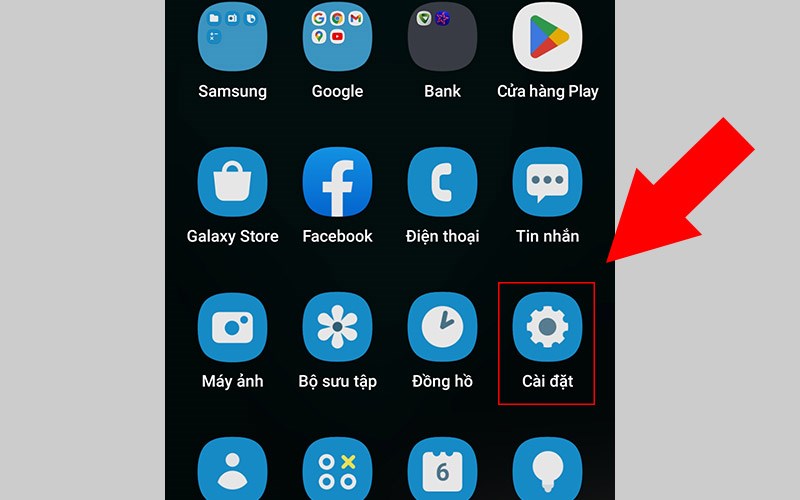 Vào cài đặt Vào cài đặt