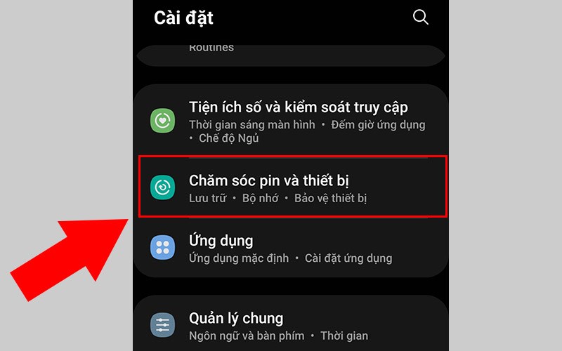 Chọn chăm sóc pin và thiết bị Chọn chăm sóc pin và thiết bị