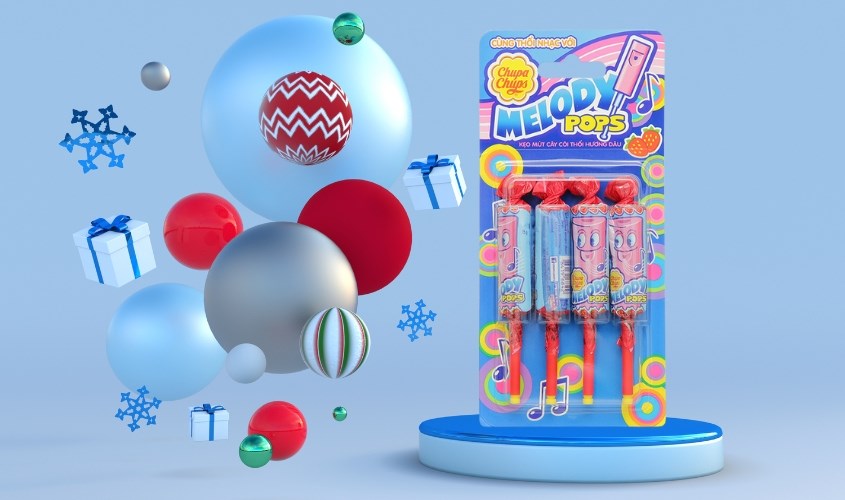 Kẹo mút Chupa Chups hương dâu vỉ 60g