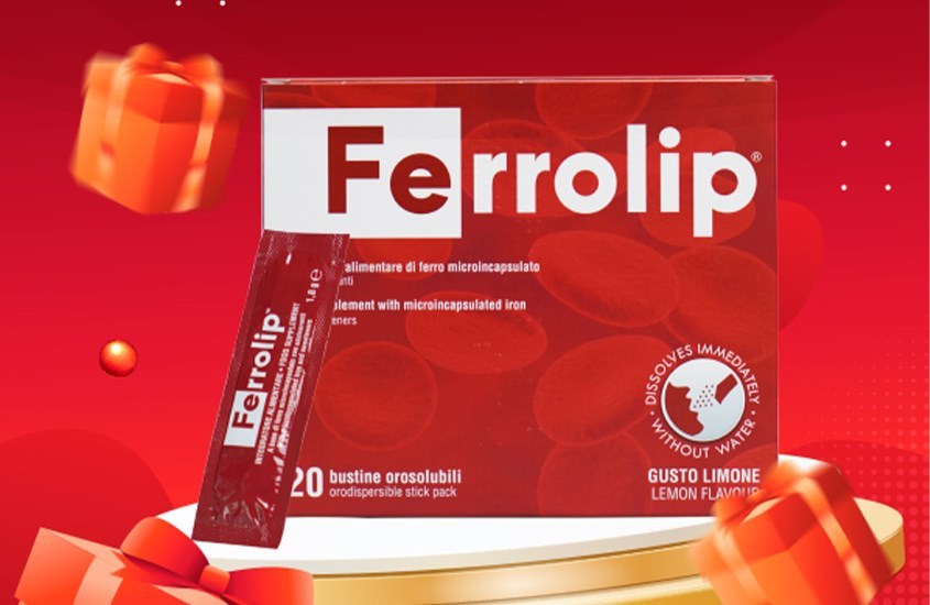 Bột uống Ferrolip bổ sung sắt, hỗ trợ tạo hồng cầu 20 gói (từ 12 tuổi)