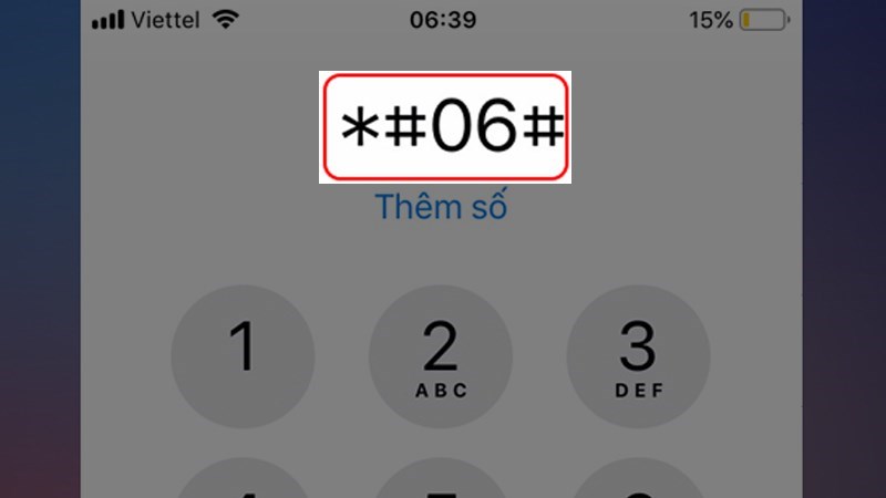 Nhập m&atilde; *#06# để kiểm tra