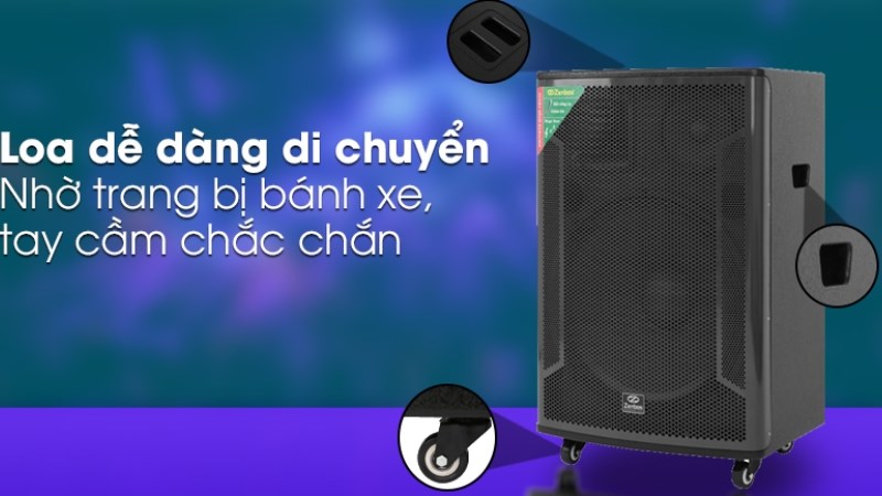 Loa c&oacute; b&aacute;nh xe dễ d&agrave;ng di chuyển