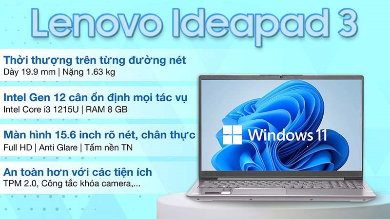 Laptop Lenovo Ideapad 3 15IAU7 hiệu năng đỉnh, trải nghiệm mượt mà