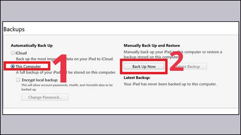 Mở “This Computer”, sau đó chọn “Back Up Now” Mở “This Computer”, sau đó chọn “Back Up Now”