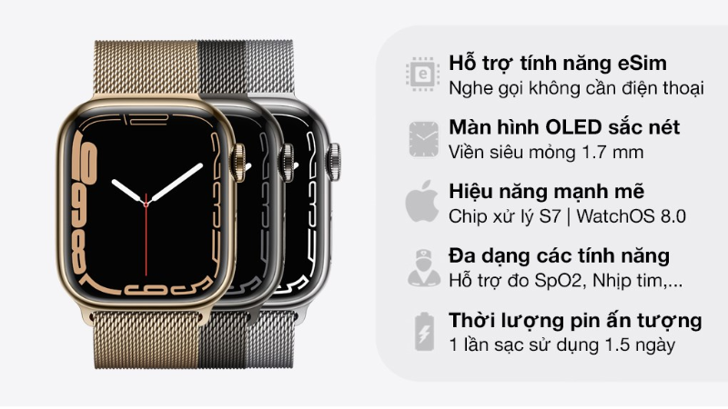 Apple Watch Series 7 LTE 41mm viền thép cực chắc chắn Apple Watch Series 7 LTE 41mm viền thép cực chắc chắn