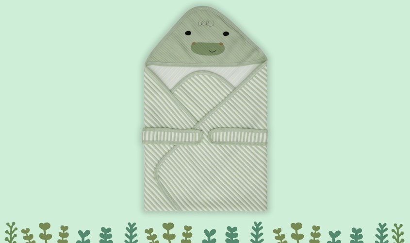 Khăn quấn cotton TOP KIDS 90x90 cm - Gấu xanh lá