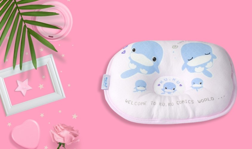 Gối KuKu KU2001 28x23x5.5 cm - Màu ngẫu nhiên (từ 0 tháng)