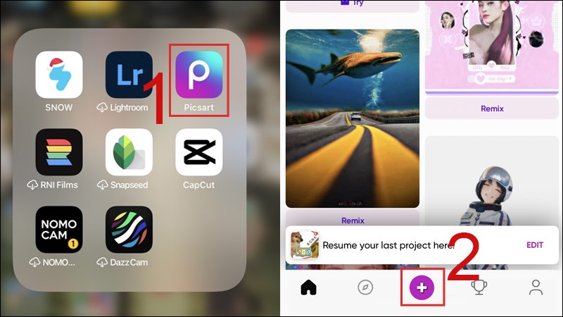 Khởi động ứng dụng Picsart