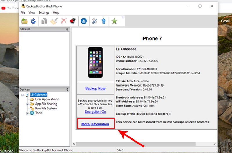 Mở giao diện phần mềm trên máy tính và chọn More Information Mở giao diện phần mềm trên máy tính và chọn More Information