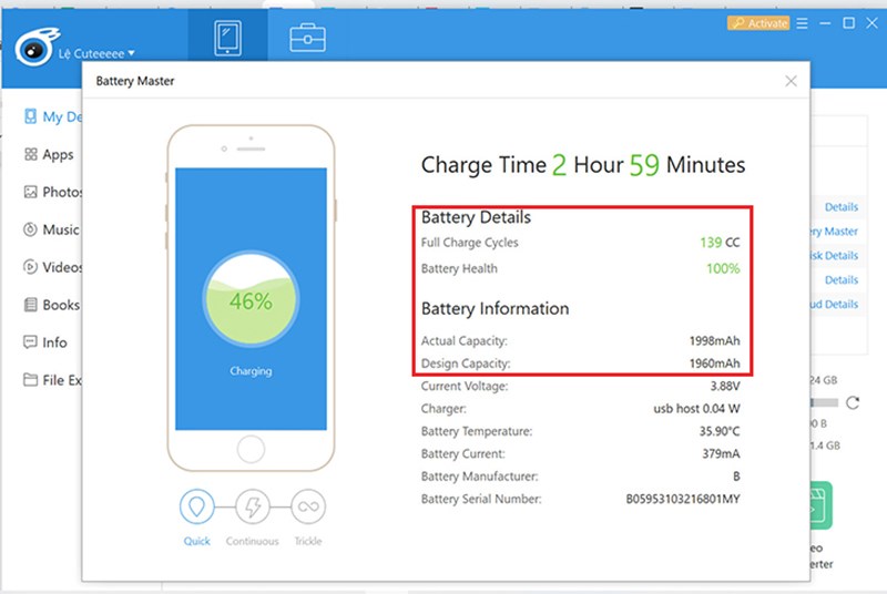 Toàn bộ thông số về pin của thiết bị Toàn bộ thông số về pin của thiết bị