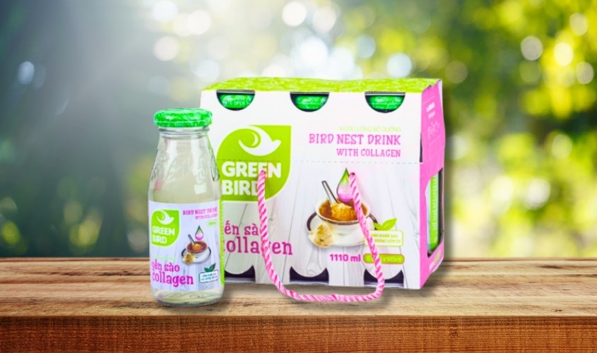 Lốc 6 chai nước yến sào collagen Green Bird 185 ml (từ 18 tuổi)