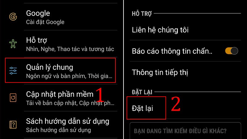 Chọn mục Quản lý chung