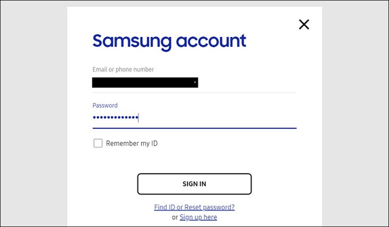 Đăng nhập tài khoản Samsung Account