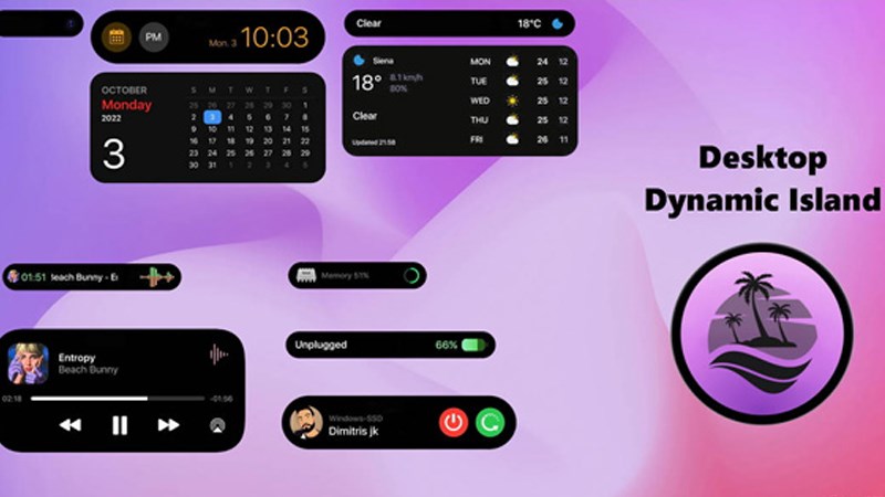 Tiến h&agrave;nh tải Widget Dynamic Island tr&ecirc;n Windows