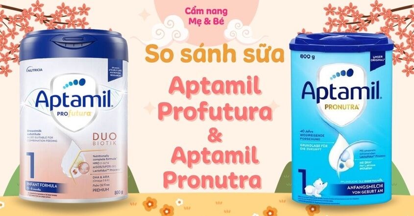 Hai loại sữa Aptamil Profutura và Aptamil Pronutra có thiết kế màu sắc khác nhau