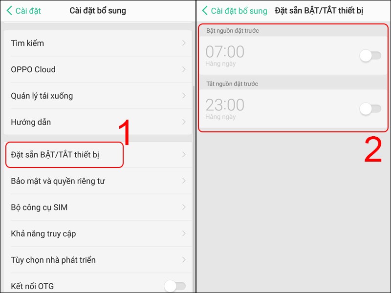 Gạt sang phải để bật chế độ Bật nguồn