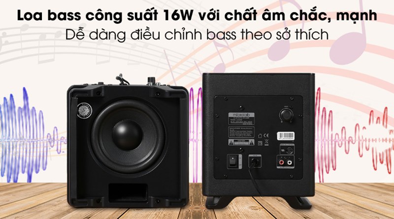 Loa bass c&ocirc;ng suất 16W mang đến nền nhạc s&ocirc;i động
