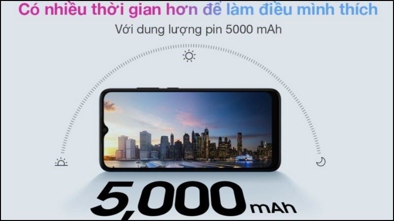 Dung lượng pin 5000mAh mang lại thời gian sử dụng dài Dung lượng pin 5000mAh mang lại thời gian sử dụng dài