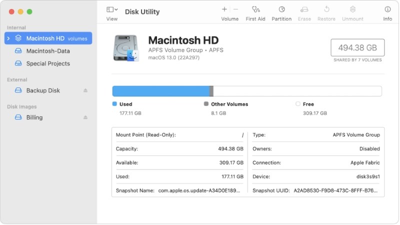Thực hiện c&aacute;c bước như hướng dẫn để kiểm tra Disk Utility