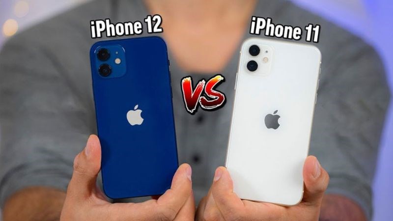 iPhone 12 được tạo hình vu&ocirc;ng vức và có khung vi&ecirc;̀n mỏng hơn iPhone 11